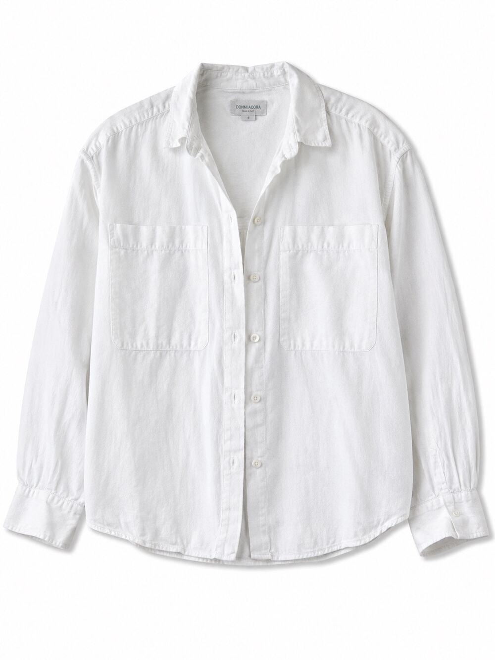 Cynthia Rowley White 100% Linen Button Up Shirt Women Small Long Sleeve Top - Picture 1 of 6